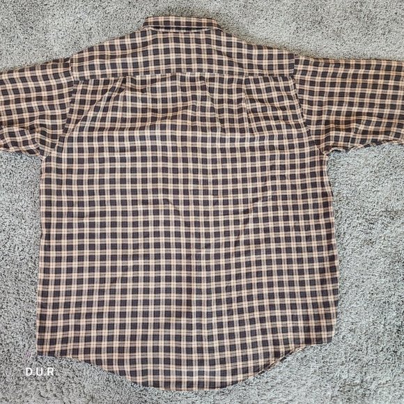 Vintage Nautica Shirt Men's XL Brown Tan Striped Long Sleeve Casual Pocket Logo - Picture 5 of 12